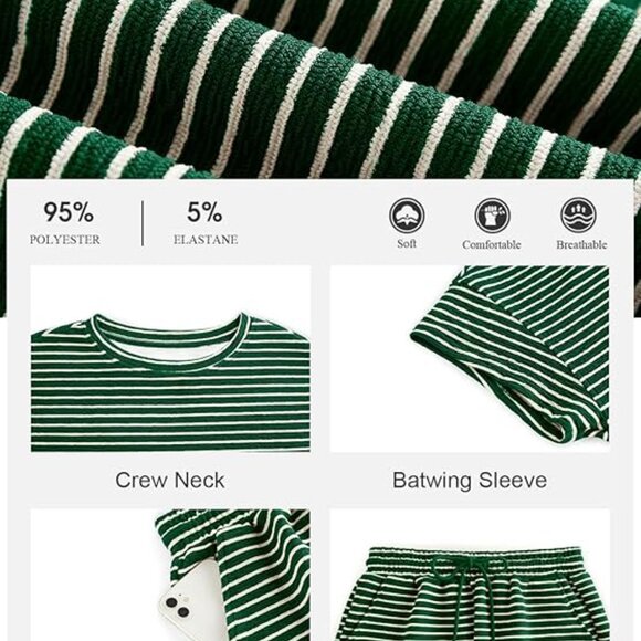 Tankaneo Womens Pajama Set Striped 2 Piece Lounge Set, NEW, Size Large - Picture 9 of 11